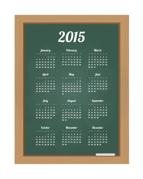 Tableau style 2015 calendrier vectoriel graphique Tableau noir calendrier 2015   