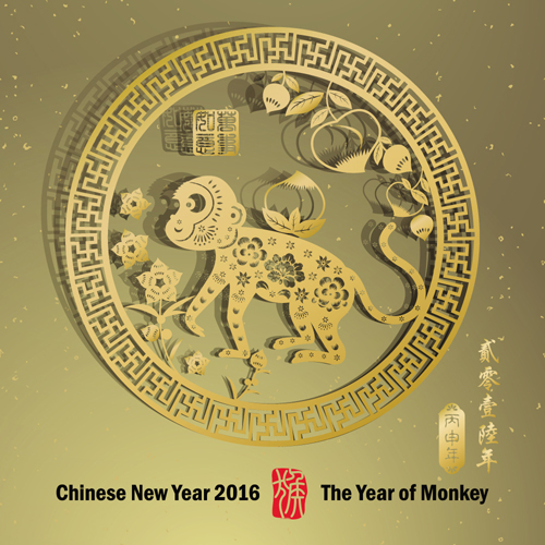 中国の旧正月2016モンキーデザインベクター01 新年 中国語 モンキー 2016   