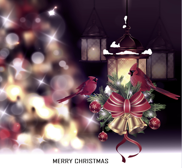 Weihnachtsblufe-Hintergrund mit Laternenvektor 04 Weihnachten Unschärfe Laterne   