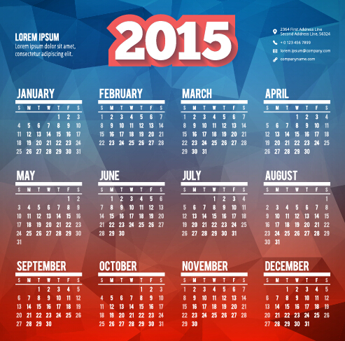 Classique 2015 calendrier vector design Set 07 Classique calendrier 2015   