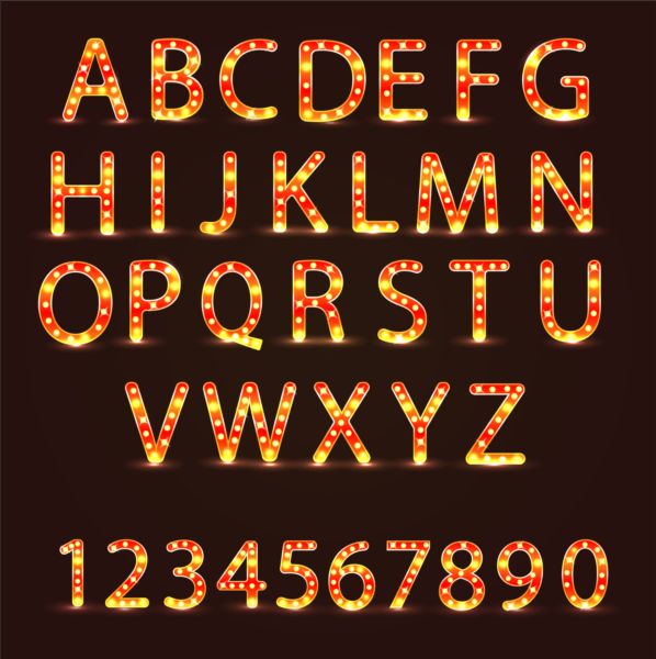 Numéro de néon de couleur avec le vecteur d’alphabet 01 nombre neon couleur alphabet   