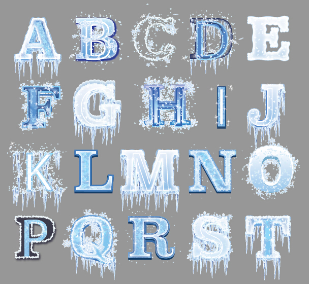 Kreative eingefrorene Alphabet-Vektor Kreativ eingefroren alphabet   