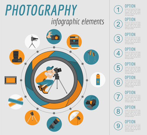 Creative Photography infographies Design vecteurs 08 photographie infographies   