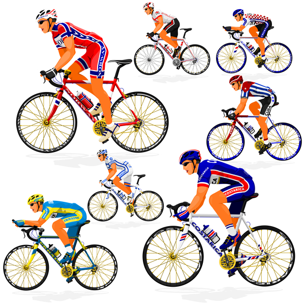 Cycliste avec l’illustration de vecteur de vélo de route 04 vélo route cycliste   