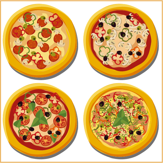 Délicieuse pizza illustration vecteur 04 pizza illustration délicieux   