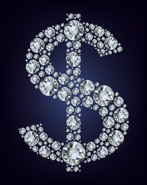 Dollarzeichen mit Diamanten Vektordesign Zeichen dollar Diamanten   