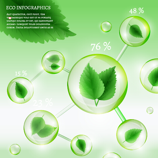 Eco infographies et feuilles vecteur bulle 03 infographies feuilles eco bulle   