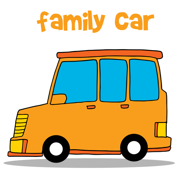 Familienauto handgewolte Vektorabbildung hand Familie darwn auto   