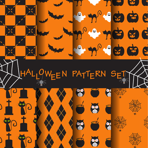 Éléments d’Halloween seamless pattern Vector 04 sans soudure modèle halloween   