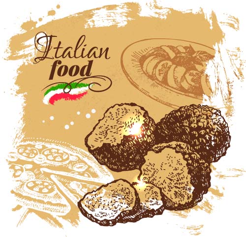 Handgezeichnetes italienisches Food-Design-Vektormaterial 02 Zeichnung material Lebensmittel Italienisch hand design   