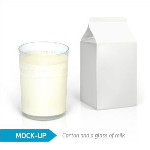 ガラスカップベクター付きミルクカートンパッケージ02 牛乳 パッケージ カートン   