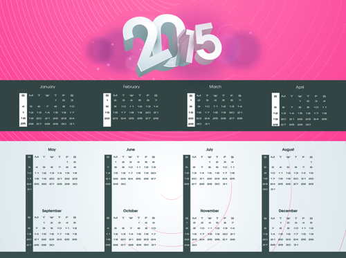 現代2015カレンダーと新年の背景ベクトル01 新年 モダン カレンダー 2015   