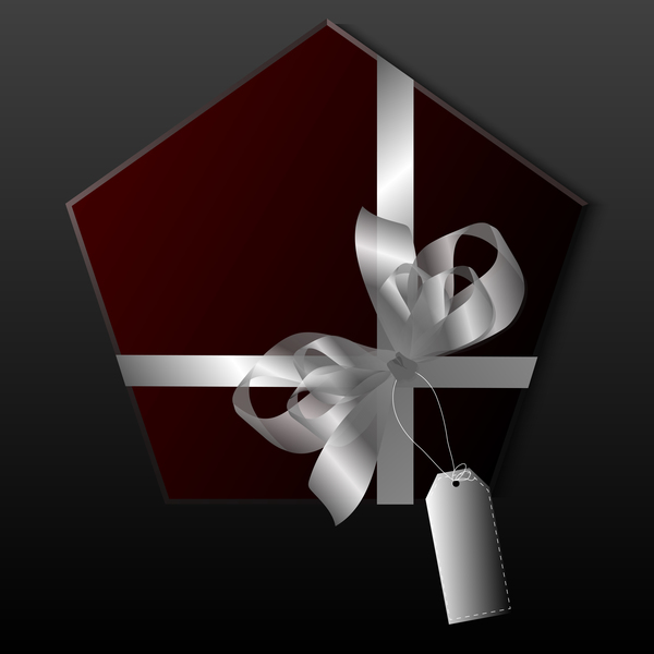 Boîte-cadeau polygone avec noeud de ruban de couleur vecteur 06 ruban polygone Noeud coloré cadeau boîte   