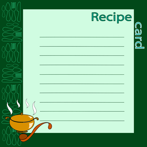 食器パターンベクトル03のレシピカード 食器 レシピ パターン カード   