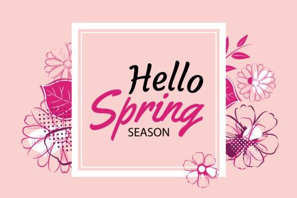 Cartes de saison de printemps avec vecteur de fleur 02 Saison printemps fleur cartes   