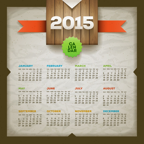 ヴィンテージ紙2015カレンダーベクトルグラフィックス ビンテージ カレンダー 2015   