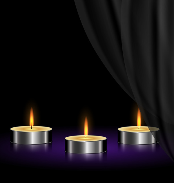 Weißer Vorhang-Hintergrund mit Kerzenvektor weiß Vorhang Kerzen   