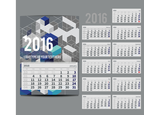 2016 nouvel an bureau calendrier vecteur matériel 121 neuf matériel calendrier bureau année 2016   