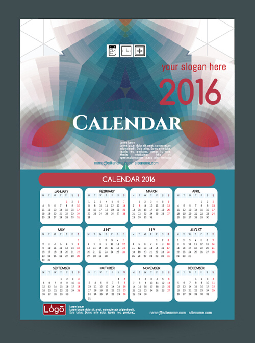 2016 Technologiekalender-Schablone Vektor 20 Vorlage Technik Kalender 2016   