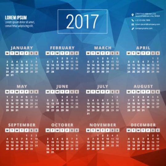 Kalender 2017 mit polygonalen Vektoren polygonal Kalender 2017   