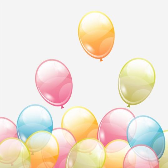 Fond d’anniversaire avec des ballons transparents colorés vecteur 01 transparent fond coloré ballons Anniversaire   