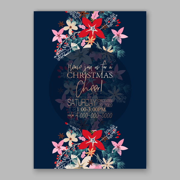 エレガントな花ベクトル16とブルーウェディングカードテンプレート 青 花 結婚式 カード エレガントな   