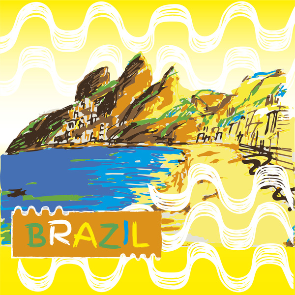 ブラジルの風景の手の描画ベクトル07 風景 手 ブラジル人   