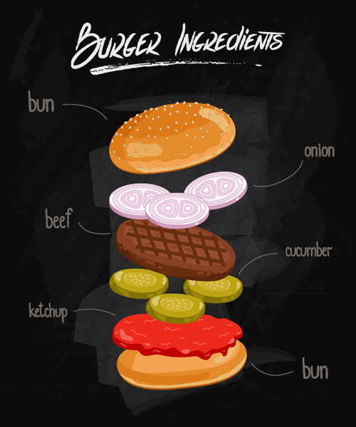 Burger ingrédients Design Vector 04 ingredients design burger   