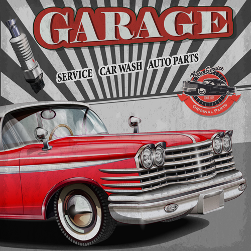 Affiches de voiture style vintage vecteur matériel 02 voiture vintage style vintage affiches   