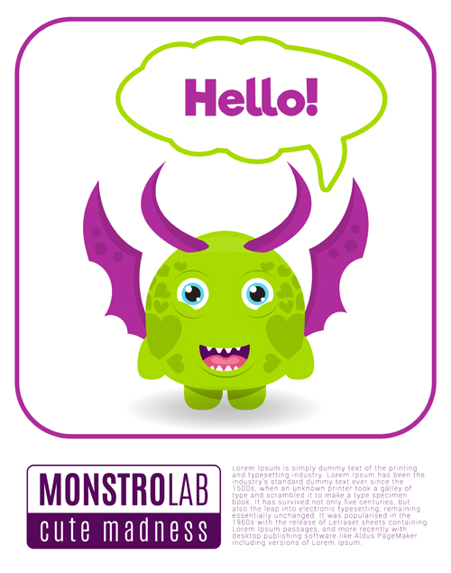 Cartoon-Wahnsinns-Monster mit Textbox Vektor 08 Wahnsinn text monster cartoon box   