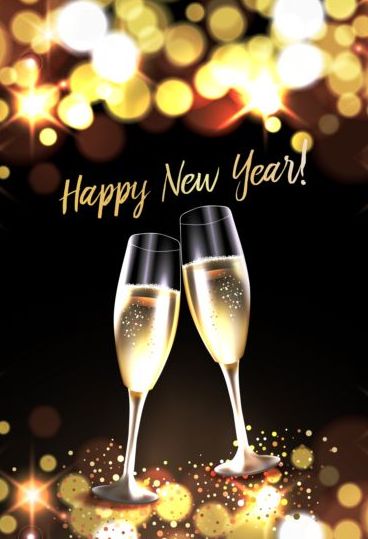 新年の背景ベクトルと Champaghne グラス04 新しい 年 メガネ Champaghne   
