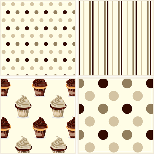Cupcake au chocolat avec cercle point et ligne verticale motif vecteur sans soudure sans soudure modèle cupcake Chocolat   