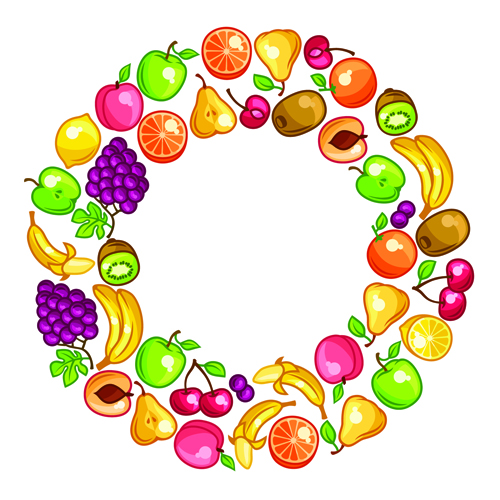 Vecteur de fruit frais d’arrangement circulaire fruits frais Circulaire arrangement   