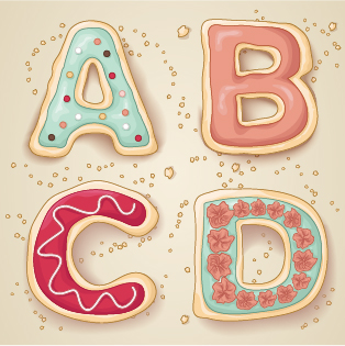 Niedliches Plätze-Alphabet-Vektormaterial 01 material cookies alphabet   