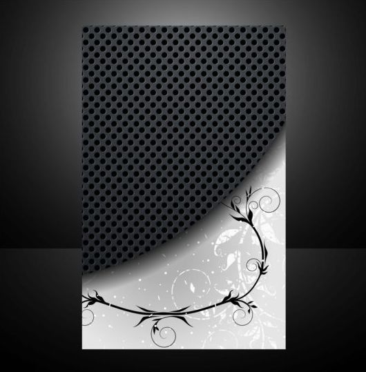 Dunkles Metall mit floralen Deckel-Schablon Vektor 01 metal floral dark cover   