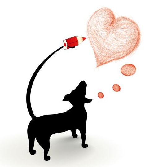 Hundesilber und Herzvektor silhouetter Hund Herz   