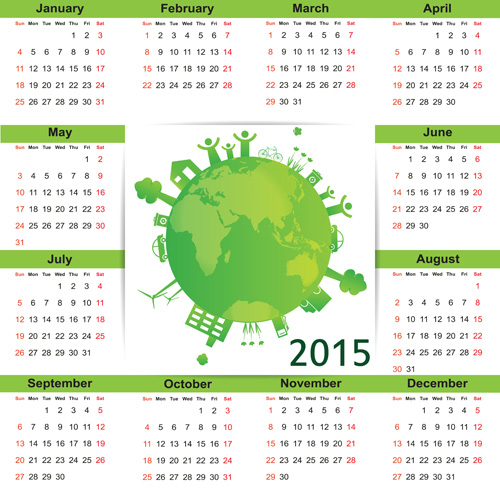 エコスタイル2015カレンダーベクトル05 カレンダー エコ 2015   