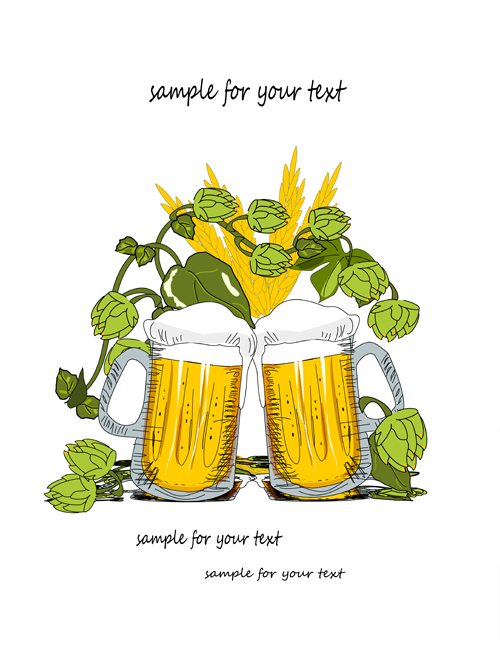 Von Hand gezogener Bier-Hintergrundvektor 02 Hintergrund Hand gezeichnet Bier   