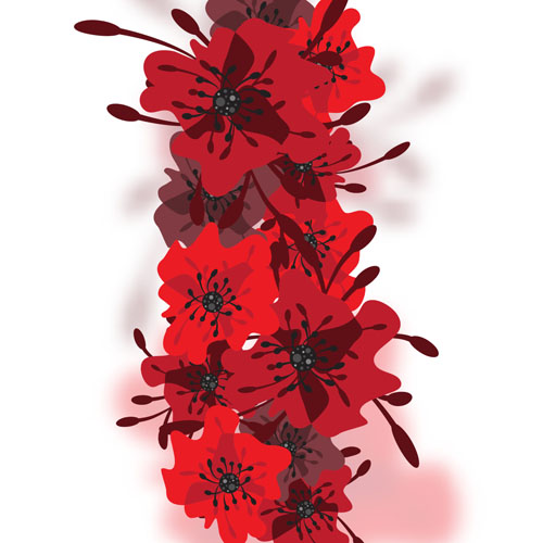 手描き赤花の背景ベクトル07 花 背景 描画 手   