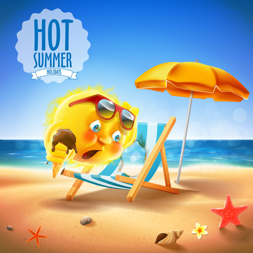面白い太陽ベクトル01と暑い夏の休日の背景 背景 暑い 夏 休日   
