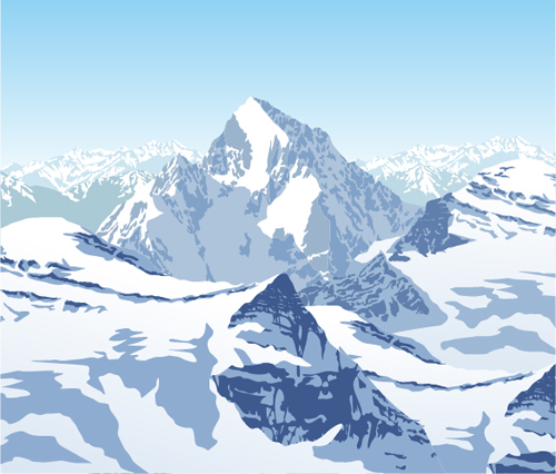 Geheimnisvolle Schneehandlandschaft Vektorgrafik 01 Schnee Landschaft geheimnisvoll Berg   