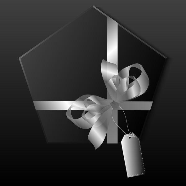 Boîte-cadeau polygone avec noeud de ruban de couleur vecteur 05 ruban polygone Noeud coloré cadeau boîte   