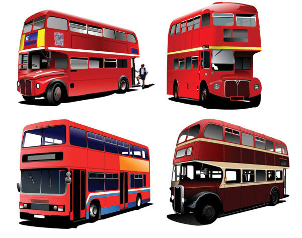 Realistische Busse städtischen Vektor-Set 02 urban realistisch Busse   