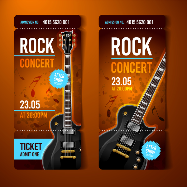 Rock concert billets modèle vecteur 02 tickets rock concert   