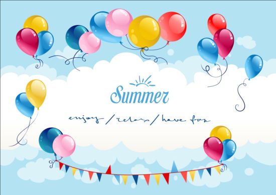 Sommerhintergrund mit Ballonvektor Sommer Hintergrund ballon   