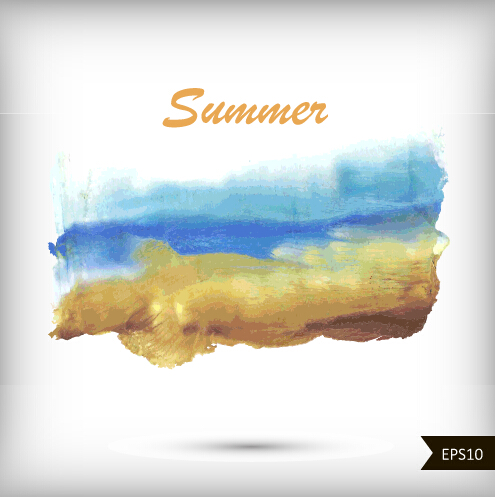 Sommer Aquarelle Vektorhintergrund Kunst 01 Sommer Hintergrund Farben Aquarell   