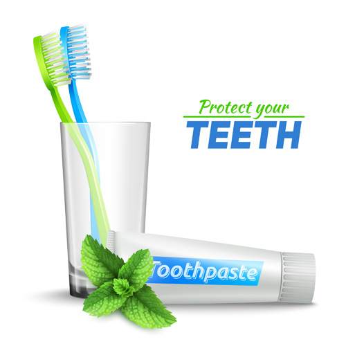 Dentifrice et brosse à dents affiche vecteur Design 02 dentifrice conception brosse à dents affiche   