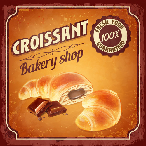 Vintage croissant Plakatvektordesign 04 vintage poster croissant   