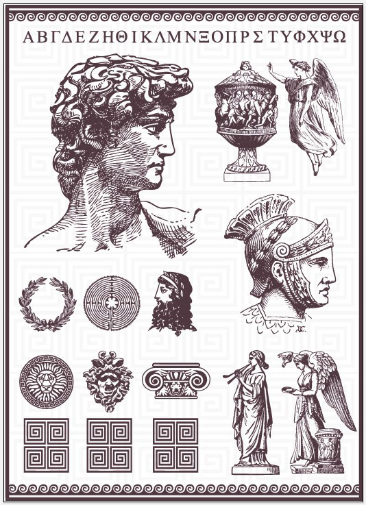 Vecteur de conception de statues romaines Vintage vintage Statue romain   