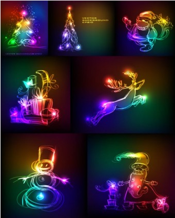 Vecteur coloré de graphisme de Noël de lumière Noël lumière coloré   